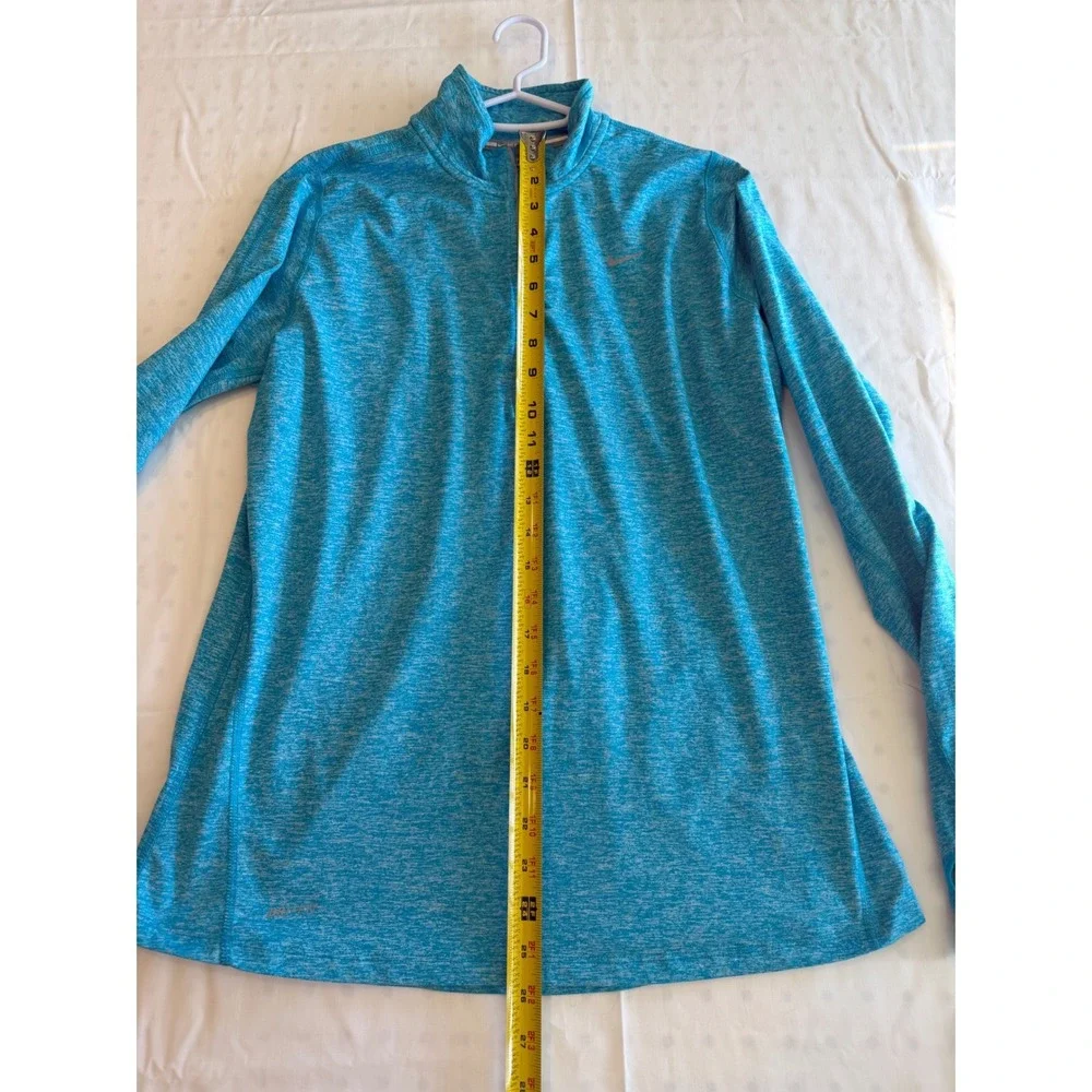 Nike Dri-FIT Womens‎ L Blue Heathered Quarter Zip Running Pullover Top
